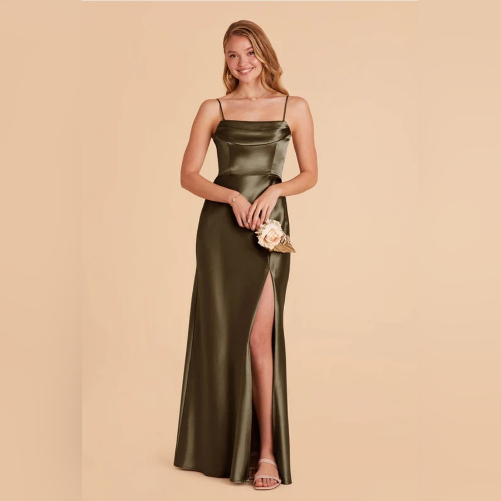 Birdy Grey Shiny Satin Mia dress in Olive